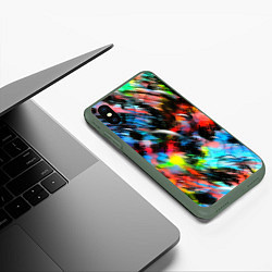 Чехол iPhone XS Max матовый Цветные краски абстракция, цвет: 3D-темно-зеленый — фото 2