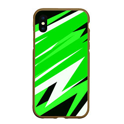 Чехол iPhone XS Max матовый Geometry stripes green, цвет: 3D-коричневый