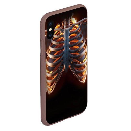 Чехол iPhone XS Max матовый Скелет человека в огне / 3D-Коричневый – фото 2