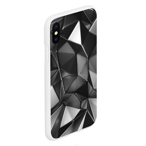 Чехол iPhone XS Max матовый Серая геометрия с бликами / 3D-Белый – фото 2