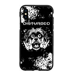 Чехол iPhone XS Max матовый Disturbed рок пес, цвет: 3D-черный