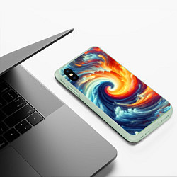 Чехол iPhone XS Max матовый Космическое завихрение - инь янь, цвет: 3D-салатовый — фото 2