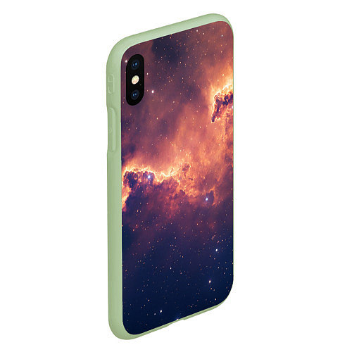 Чехол iPhone XS Max матовый Космические облака и звезды / 3D-Салатовый – фото 2