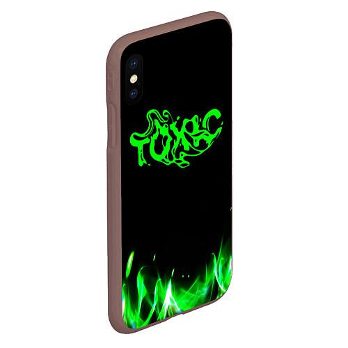 Чехол iPhone XS Max матовый Toxic text / 3D-Коричневый – фото 2