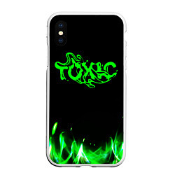 Чехол iPhone XS Max матовый Toxic text, цвет: 3D-белый