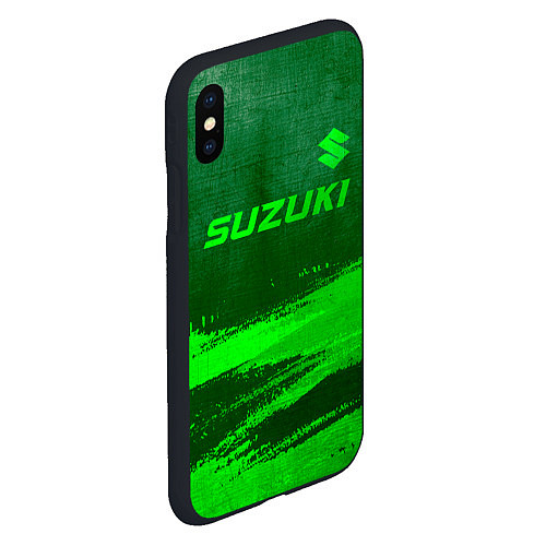 Чехол iPhone XS Max матовый Suzuki - green gradient посередине / 3D-Черный – фото 2