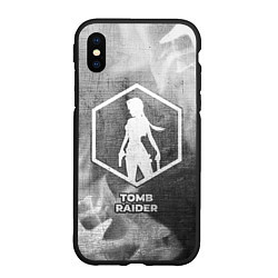 Чехол iPhone XS Max матовый Tomb Raider - grey gradient, цвет: 3D-черный