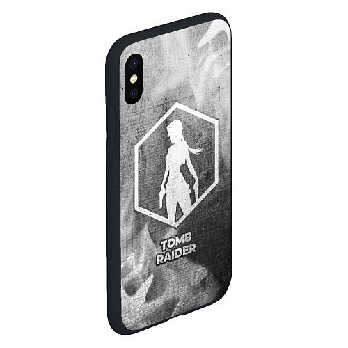 Чехол iPhone XS Max матовый Tomb Raider - grey gradient / 3D-Черный – фото 2