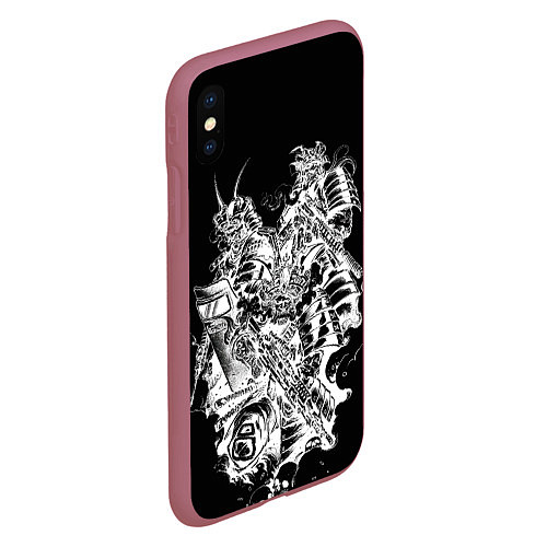 Чехол iPhone XS Max матовый Демоны cамураи с оружием / 3D-Малиновый – фото 2