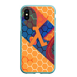 Чехол iPhone XS Max матовый Half life hexagon steel, цвет: 3D-мятный