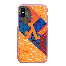 Чехол iPhone XS Max матовый Half life hexagon steel, цвет: 3D-розовый