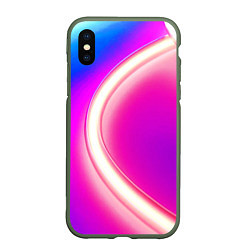 Чехол iPhone XS Max матовый Неоновый свет текстура, цвет: 3D-темно-зеленый