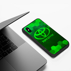 Чехол iPhone XS Max матовый Toyota - green gradient, цвет: 3D-черный — фото 2