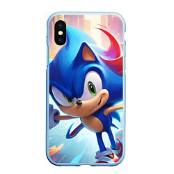 Чехол iPhone XS Max матовый Sonic 1, цвет: 3D-голубой