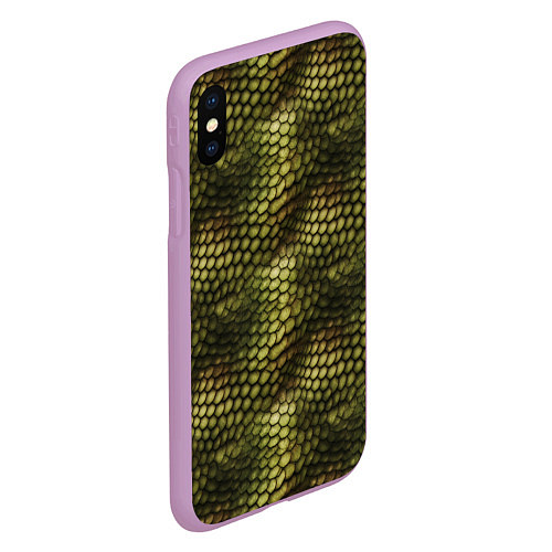 Чехол iPhone XS Max матовый Шкура рептилии текстура / 3D-Сиреневый – фото 2