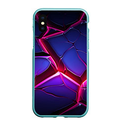 Чехол iPhone XS Max матовый Темные синие плиты и фиолетовый свет, цвет: 3D-мятный