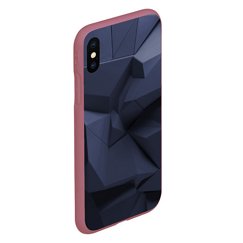 Чехол iPhone XS Max матовый Трехмерные плиты / 3D-Малиновый – фото 2