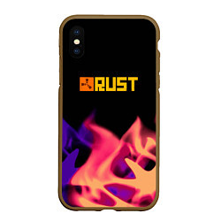 Чехол iPhone XS Max матовый RUST neon fire, цвет: 3D-коричневый