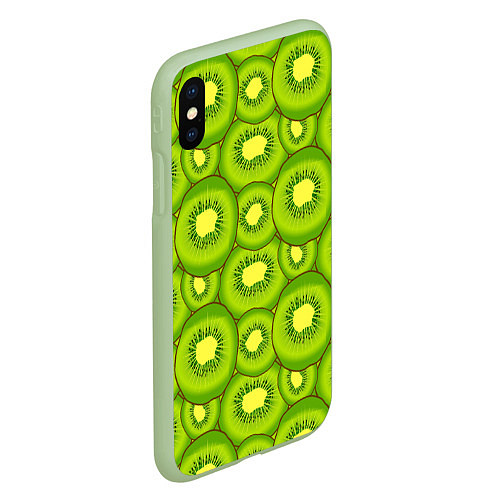 Чехол iPhone XS Max матовый Киви цветной паттерн / 3D-Салатовый – фото 2