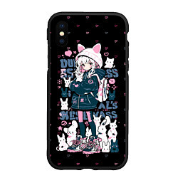 Чехол iPhone XS Max матовый Chiaki Nanami Neko, цвет: 3D-черный