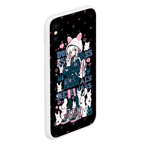 Чехол iPhone XS Max матовый Chiaki Nanami Neko / 3D-Белый – фото 2