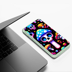 Чехол iPhone XS Max матовый Ice cream skull and fly agaric - ai art fantasy, цвет: 3D-салатовый — фото 2