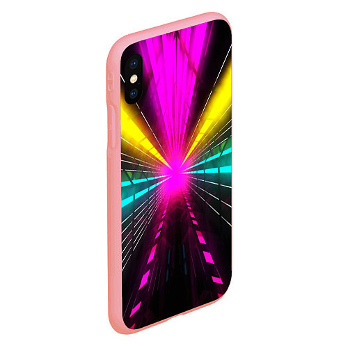 Чехол iPhone XS Max матовый Неоновые лучи текстура / 3D-Баблгам – фото 2