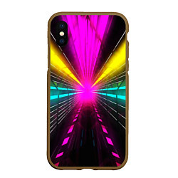 Чехол iPhone XS Max матовый Неоновые лучи текстура, цвет: 3D-коричневый