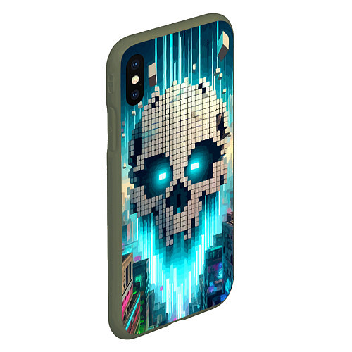 Чехол iPhone XS Max матовый Minecraft skull - ai art fantasy / 3D-Темно-зеленый – фото 2