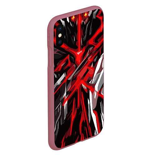 Чехол iPhone XS Max матовый Красный и черный абстрактный фон / 3D-Малиновый – фото 2