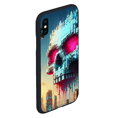 Чехол iPhone XS Max матовый Cool pixel skull - ai art fantasy / 3D-Черный – фото 2