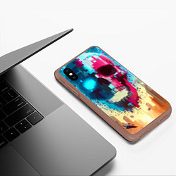 Чехол iPhone XS Max матовый Cool vanguard neon cyber skull - ai art, цвет: 3D-коричневый — фото 2