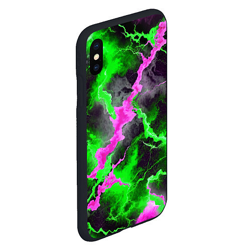 Чехол iPhone XS Max матовый Кислотный мрамор / 3D-Черный – фото 2