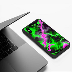 Чехол iPhone XS Max матовый Кислотный мрамор, цвет: 3D-черный — фото 2