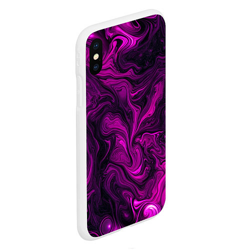 Чехол iPhone XS Max матовый Фиолетовые разводы текстура / 3D-Белый – фото 2