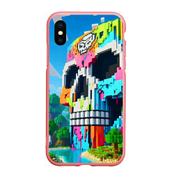 Чехол iPhone XS Max матовый Minecraft skull - ai art fantasy, цвет: 3D-баблгам