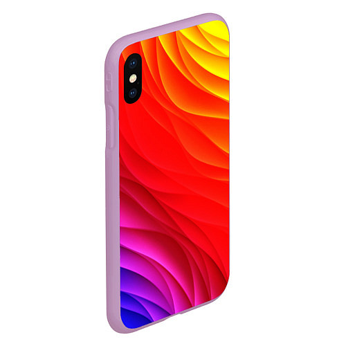 Чехол iPhone XS Max матовый Абстрактные волны текстура / 3D-Сиреневый – фото 2