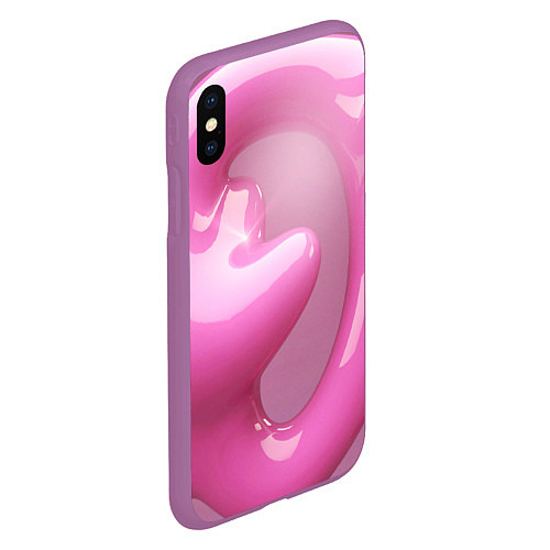 Чехол iPhone XS Max матовый Розовые краски абстракция / 3D-Фиолетовый – фото 2