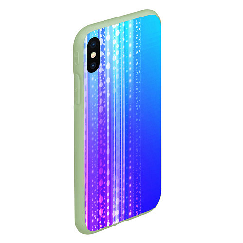 Чехол iPhone XS Max матовый Неоновая абстракция полосы / 3D-Салатовый – фото 2