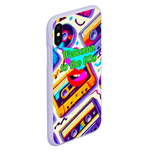 Чехол iPhone XS Max матовый Добро пожаловать в 90-е: Эра яркости и стиля / 3D-Светло-сиреневый – фото 2