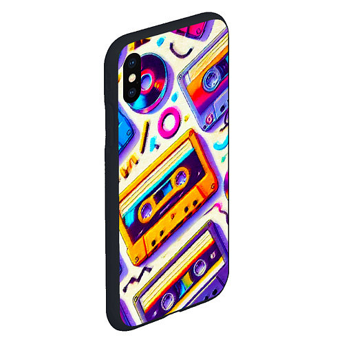 Чехол iPhone XS Max матовый Магия микстейпов: Цветная ностальгия / 3D-Черный – фото 2