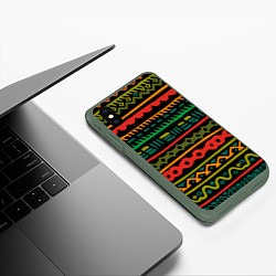 Чехол iPhone XS Max матовый Ethnic ornament on black, цвет: 3D-темно-зеленый — фото 2