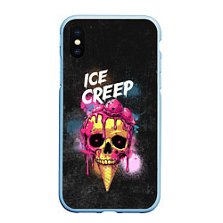 Чехол iPhone XS Max матовый Ice creep - рожок мороженого черепа, цвет: 3D-голубой