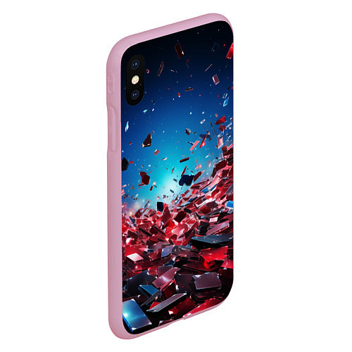 Чехол iPhone XS Max матовый Осколки плит в движении / 3D-Розовый – фото 2