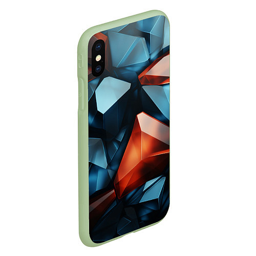 Чехол iPhone XS Max матовый Синие и янтарные камни / 3D-Салатовый – фото 2