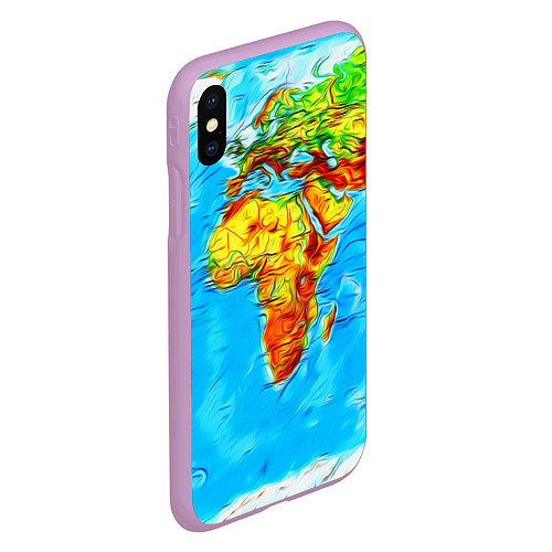 Чехол iPhone XS Max матовый Мировая карта краски / 3D-Сиреневый – фото 2