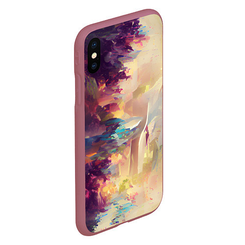 Чехол iPhone XS Max матовый Слияние цветов / 3D-Малиновый – фото 2