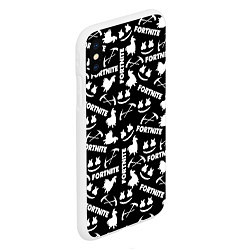 Чехол iPhone XS Max матовый Fortnite black pattern, цвет: 3D-белый — фото 2