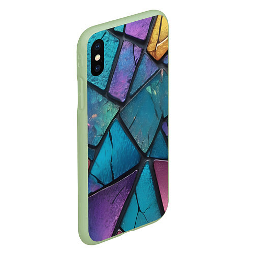 Чехол iPhone XS Max матовый Яркое стекло / 3D-Салатовый – фото 2