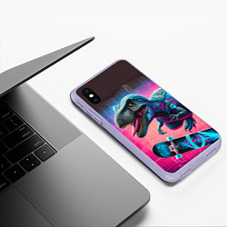 Чехол iPhone XS Max матовый Дино крутой скейтбордист - граффити, цвет: 3D-светло-сиреневый — фото 2